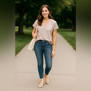 Nisolo Leather Suede Ballet Flats Beige Tan Preppy Academia Office Career 9.5